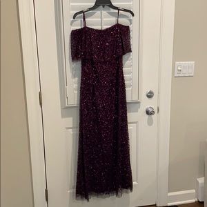 Adrianna Papell Plum sequined evening gown size 6